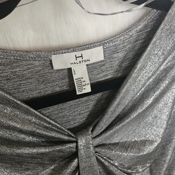 Halston Holiday Argent Draped Front Longsleeve Top - Picture 5 of 6